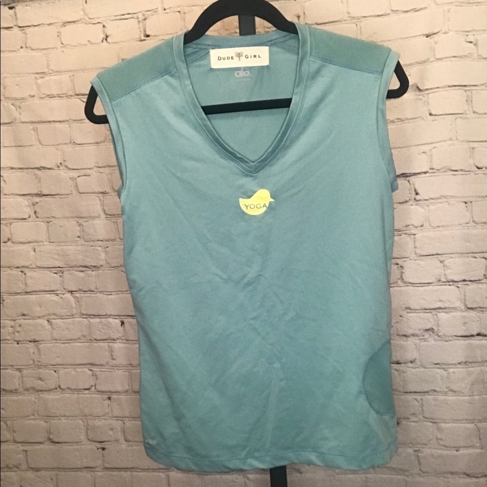 Dude Girl Alo Yoga Chick Turquoise Tank Top